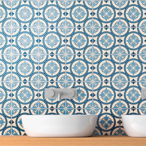Sticker Mural Carrelage adhésif Cuisine Salle de Bain - 30 STICKERS CARRELAGES AZULEJOS CRUZ - 30stickers10x10cm (1/5)