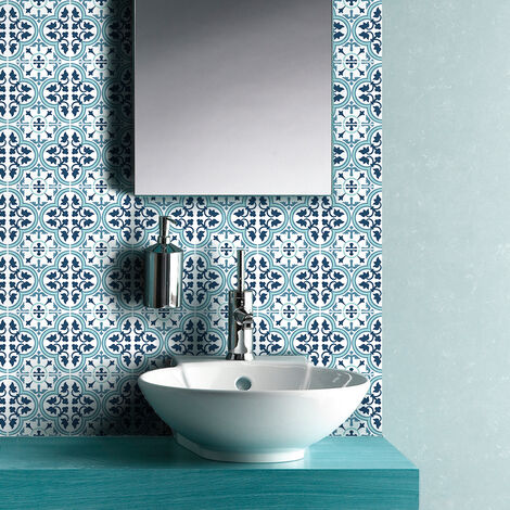 Sticker Mural Carrelage adhésif Cuisine Salle de Bain - 30 STICKERS CARRELAGES AZULEJOS LORISA - 30stickers10x10cm (1/5)