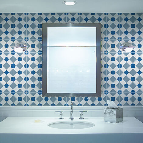 Sticker Mural Carrelage adhésif Cuisine Salle de Bain - 24 STICKERS CARREAUX DE CIMENT AZULEJOS SUSANA - 24stickers10x10cm (1/5)