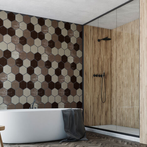 Sticker mural carrelage adhésif cuisine salle de bain – Carreaux de ciment hexagonaux – 28 stickers 10x9cm pour décoration intérieure - 28stickershexagones10x9cm