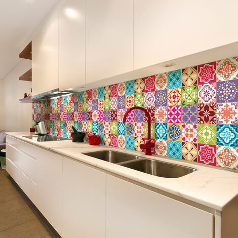 Sticker Mural Carrelage adhésif Cuisine Salle de Bain - 30 STICKERS CARRELAGES AZULEJOS GLORIANA - 30stickers10x10cm (1/5)