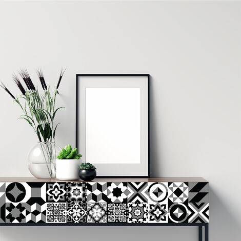Stickers adhésif décoration Meuble - 24 STICKERS CARREAUX DE CIMENT MEUBLE AUTHENTIQUES URSNIO - 24stickers10x10cm (1/5)