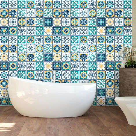 Sticker Mural Carrelage adhésif Cuisine Salle de Bain - 9 STICKERS CARRELAGES AZULEJOS SYDNEY - 9stickers10x10cm