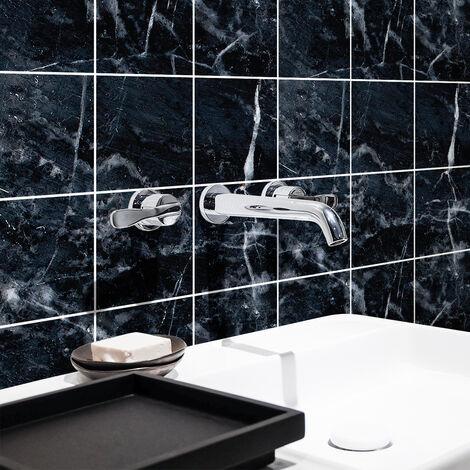 Sticker Mural Carrelage adhésif Cuisine Salle de Bain - 9 STICKERS CARRELAGES MARBRE DE TARBES - 9stickers15x15cm (1/5)