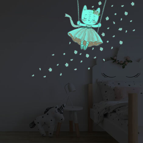 Autocollants Phosphorescents Pour Interrupteurs - 8 Pièces - Chat, Chien, Fée - Brillent Dans Le Noir