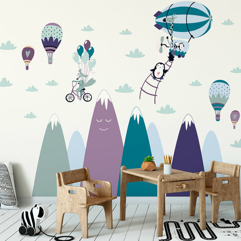 Stickers montagnes scandinaves animaux amusants 40 x 60 cm (1/5)