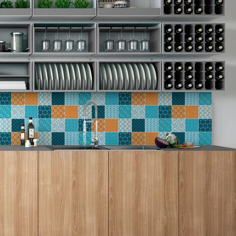 Sticker Mural Carrelage adhésif Cuisine Salle de Bain - 9 STICKERS CARRELAGES SCANDINAVE MINSK - 9stickers10x10cm (1/5)