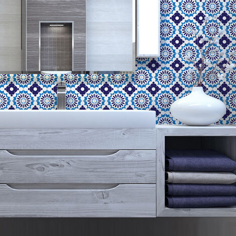 Sticker Mural Carrelage adhésif Cuisine Salle de Bain - 9 STICKERS CARRELAGES AZULEJOS CLAUDIA - 9stickers15x15cm (1/5)