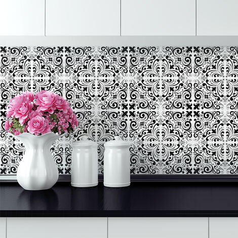 Sticker Mural Carrelage adhésif Cuisine Salle de Bain - 9 STICKERS CARREAUX DE CIMENT AZULEJOS RITANIO - 9stickers15x15cm (1/5)