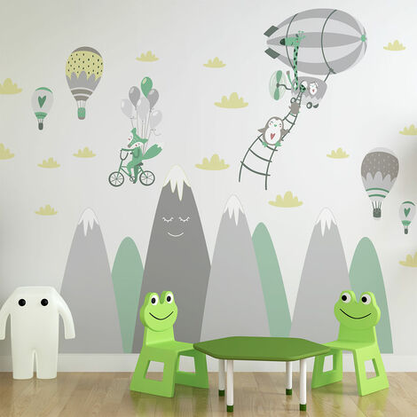Stickers montagnes scandinaves animaux saltimbanques 50 x 75 cm (1/5)