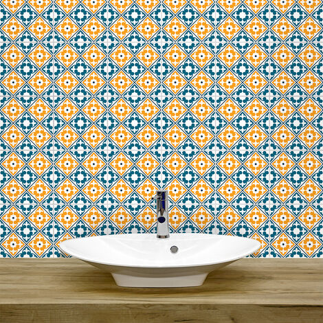 Sticker Mural Carrelage adhésif Cuisine Salle de Bain - 9 STICKERS CARRELAGES AZULEJOS MAGDALENA - 9stickers15x15cm (1/5)