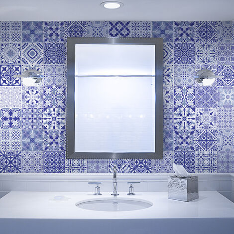Sticker Mural Carrelage adhésif Cuisine Salle de Bain - 9 STICKERS CARRELAGES AZULEJOS ZACHARIA - 9stickers15x15cm (1/5)