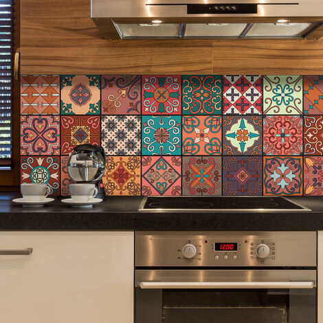 Sticker Mural Carrelage adhésif Cuisine Salle de Bain - 9 STICKERS CARRELAGES AZULEJOS ERMINIO - 9stickers10x10cm (1/5)