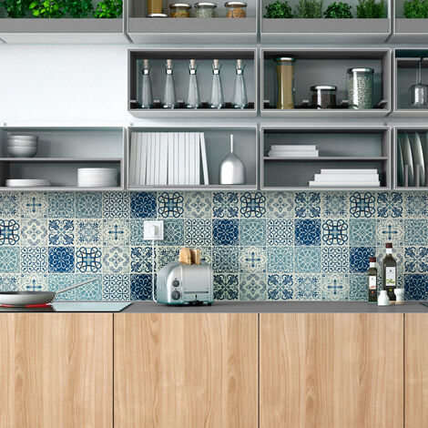 Sticker Mural Carrelage adhésif Cuisine Salle de Bain - 9 STICKERS CARRELAGES AZULEJOS EMILIANO - 9stickers10x10cm (1/5)