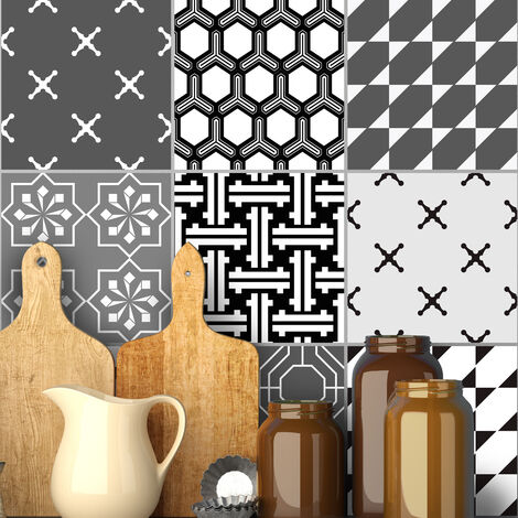 Sticker Mural Carrelage adhésif Cuisine Salle de Bain - 9 STICKERS CARRELAGES AZULEJOS PESARO - 9stickers10x10cm (1/5)