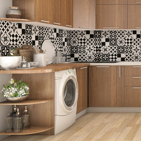Sticker Mural Carrelage adhésif Cuisine Salle de Bain - 24 STICKERS CARRELAGES AZULEJOS YANGA - 24stickers10x10cm (1/5)