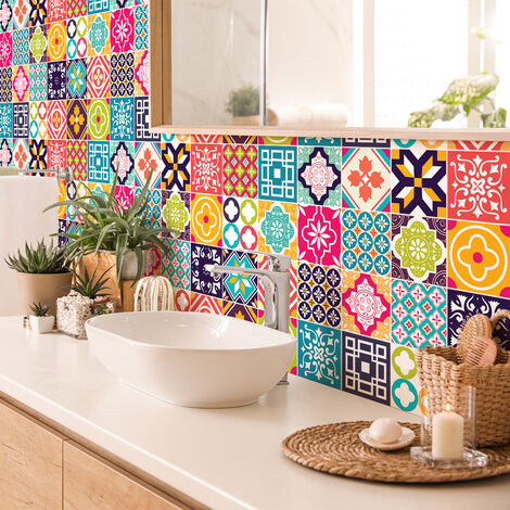 Stickers muraux - Sticker Mural Carrelage adhésif Cuisine Salle de Bain - 24 STICKERS CARRELAGES RUVIONA - 24stickers10x10cm (1/5)
