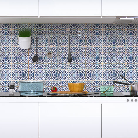 Sticker Mural Carrelage adhésif Cuisine Salle de Bain - 60 STICKERS CARRELAGES AZULEJOS BONARIA - 60stickers10x10cm (1/5)