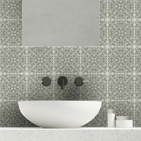 Sticker Mural Carrelage adhésif Cuisine Salle de Bain - 30 STICKERS CARREAUX DE CIMENT AZULEJOS ALDINO - 30stickers15x15cm (1/5)