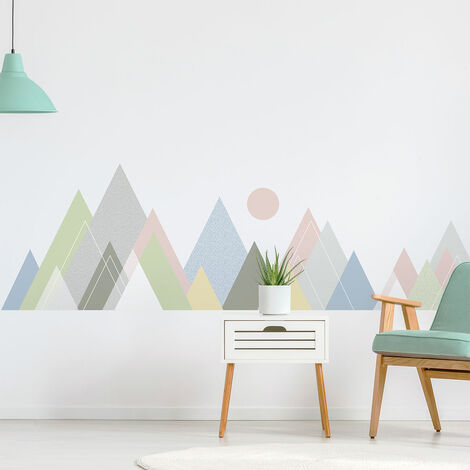 Stickers muraux - Décoration chambre salon - Autocollant Sticker mural géant montagnes scandinaves JURA - 95x135cm (1/5)
