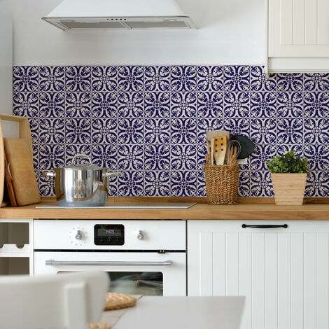 Sticker Mural Carrelage adhésif Cuisine Salle de Bain - 30 STICKERS CARRELAGES AZULEJOS BLANCA - 30stickers10x10cm (1/5)