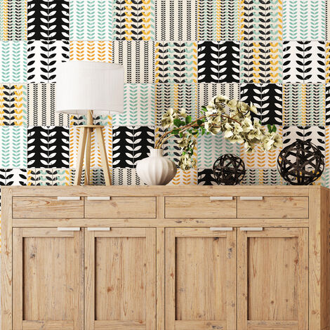 Sticker Mural Carrelage adhésif Cuisine Salle de Bain - 60 STICKERS CARRELAGES SCANDINAVE RIKHARD - 60stickers10x10cm (1/5)