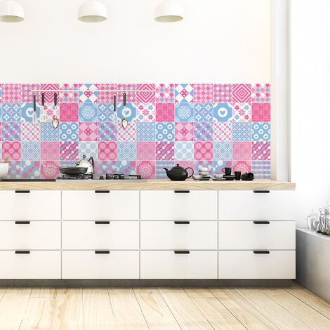 Sticker Mural Carrelage adhésif Cuisine Salle de Bain - 30 STICKERS CARREAUX DE CIMENT SCANDINAVE EIVOR - 30stickers10x10cm (1/5)