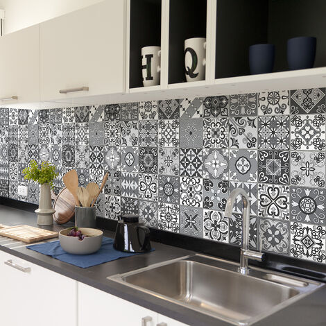 Sticker Mural Carrelage adhésif Cuisine Salle de Bain - 30 STICKERS CARREAUX DE CIMENT AZULEJOS TRUFIA - 30stickers10x10cm
