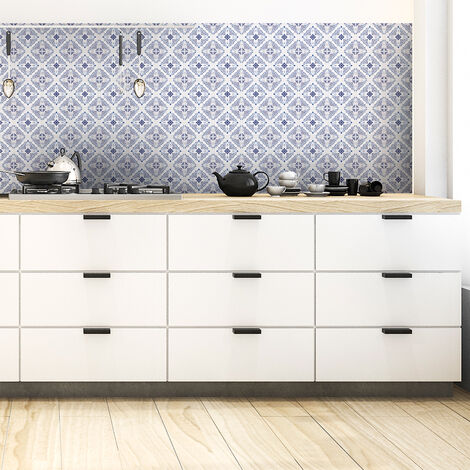 Sticker Mural Carrelage adhésif Cuisine Salle de Bain - 60 STICKERS CARRELAGES DELFT HAMBOURG - 60stickers10x10cm (1/5)