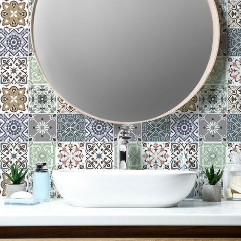 Stickers muraux - Sticker Mural Carrelage adhésif Cuisine Salle de Bain - 9 STICKERS CARRELAGES OSTUNI - 9stickers10x10cm (1/5)