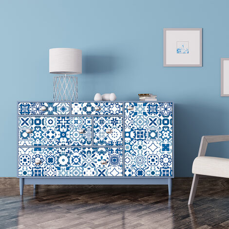 Stickers décoration Meuble - Sticker adhésif Cuisine Salon - 60 STICKERS CARRELAGES MEUBLE CARMIETA - 60stickers10x10cm (1/5)