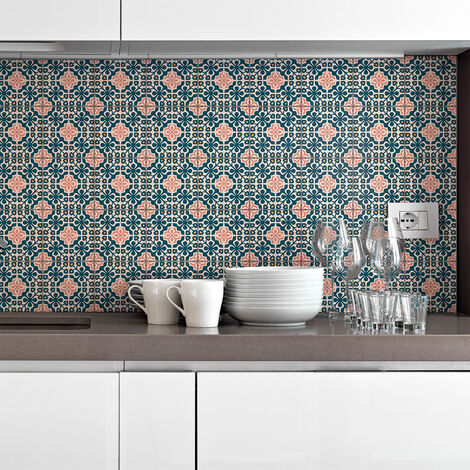 Sticker Mural Carrelage adhésif Cuisine Salle de Bain - 30 STICKERS CARRELAGES AZULEJOS ELECTRA - 30stickers10x10cm (1/5)