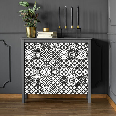 Stickers décoration Meuble - Sticker adhésif Cuisine Salon - 60 STICKERS CARRELAGES MEUBLE GINA - 60stickers10x10cm (1/5)