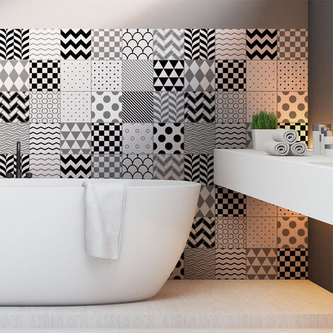 Sticker Mural Carrelage adhésif Cuisine Salle de Bain - 24 STICKERS CARRELAGES SCANDINAVE ISLANDAIS - 24stickers10x10cm (1/5)