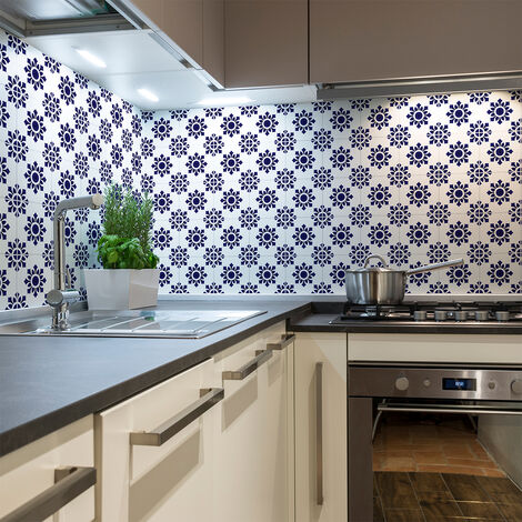 Sticker Mural Carrelage adhésif Cuisine Salle de Bain - 30 STICKERS CARREAUX DE CIMENT AZULEJOS MILO - 30stickers10x10cm (1/5)
