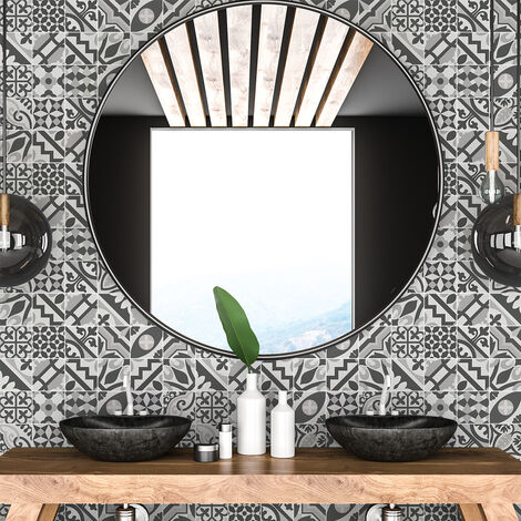 Sticker Mural Carrelage adhésif Cuisine Salle de Bain - 30 STICKERS CARREAUX DE CIMENT AZULEJOS LEGANES - 30stickers10x10cm (1/5)