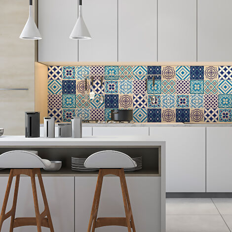 Sticker Mural Carrelage adhésif Cuisine Salle de Bain - 9 STICKERS CARRELAGES AZULEJOS SANDRO - 9stickers10x10cm (1/5)