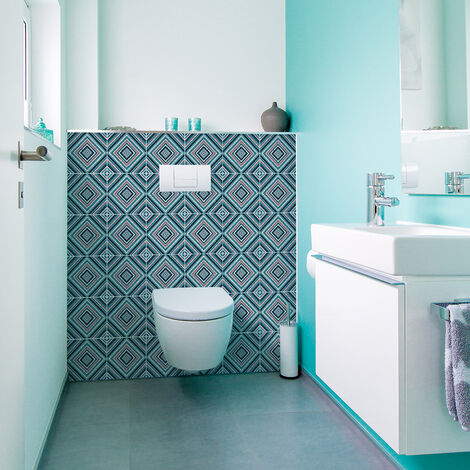 Sticker Mural Carrelage adhésif Cuisine Salle de Bain - 30 STICKERS CARREAUX DE CIMENT BOHÈME NUNA - 30stickers10x10cm (1/5)