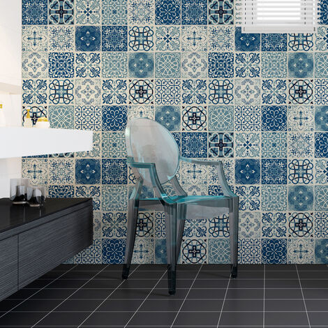 Sticker Mural Carrelage adhésif Cuisine Salle de Bain - 30 STICKERS CARRELAGES AZULEJOS HORACIO - 30stickers10x10cm (1/5)