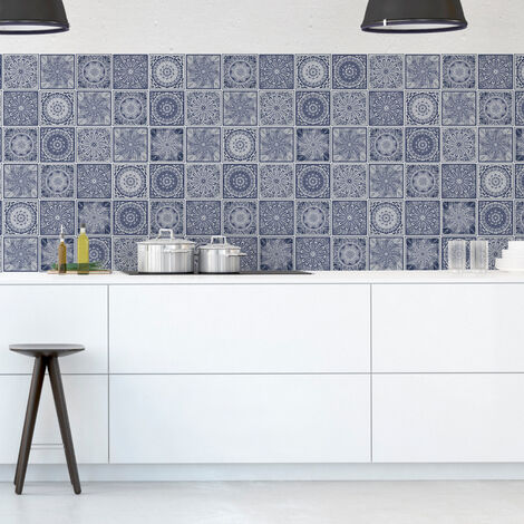 Sticker Mural Carrelage adhésif Cuisine Salle de Bain - 60 STICKERS CARRELAGES ETHNIQUE OCATLANA - 60stickers10x10cm (1/5)