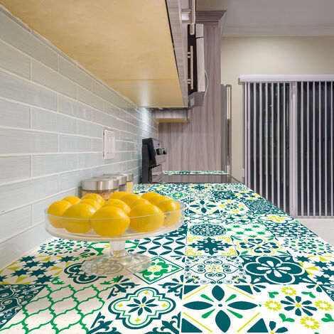 Sticker Mural Carrelage adhésif Cuisine Salle de Bain - 60 STICKERS CARRELAGES MEUBLE BIRABEN - 60stickers10x10cm (1/5)
