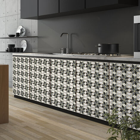 Stickers adhésif décoration Meuble - 60 STICKERS CARREAUX DE CIMENT MEUBLE AUTHENTIQUES RAVIERA - 60stickers10x10cm (1/5)