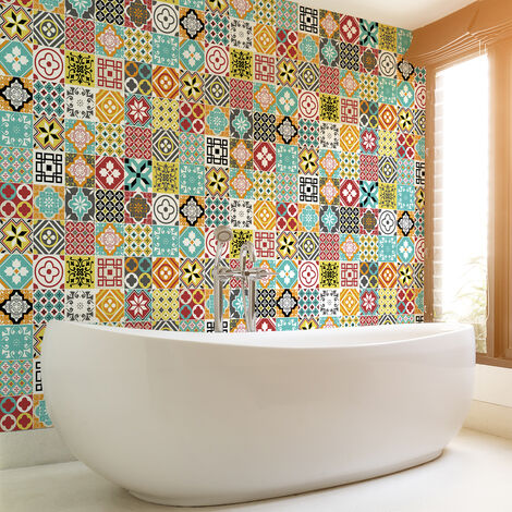 Stickers muraux - Sticker Mural Carrelage adhésif Cuisine Salle de Bain - 60 STICKERS CARRELAGES CYNTIARIA - 60stickers10x10cm (1/5)