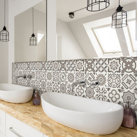 Sticker Mural Carrelage adhésif Cuisine Salle de Bain - 9 STICKERS CARREAUX DE CIMENT AZULEJOS CADIX - 9stickers20x20cm