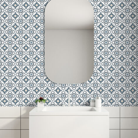 Sticker Mural Carrelage adhésif Cuisine Salle de Bain - 9 STICKERS CARRELAGES AZULEJOS CLARITA - 9stickers10x10cm (1/5)
