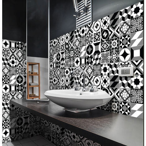 Sticker Mural Carrelage adhésif Cuisine Salle de Bain - 30 STICKERS CARRELAGES AZULEJOS AGUSTINA - 30stickers10x10cm (1/5)