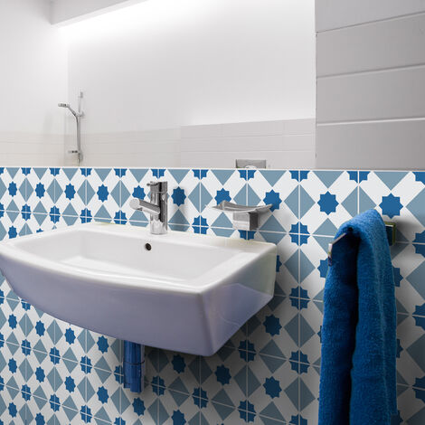 Sticker Mural Carrelage adhésif Cuisine Salle de Bain - 30 STICKERS CARRELAGES AZULEJOS MONICA - 30stickers10x10cm (1/5)