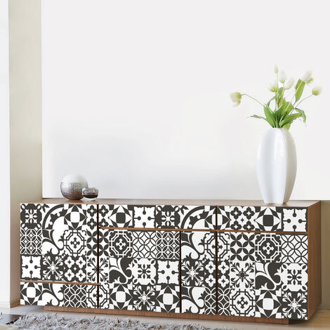 Stickers adhésif décoration Meuble - 30 STICKERS CARREAUX DE CIMENT MEUBLE AUTHENTIQUES NOÉLIA - 30stickers10x10cm (1/5)