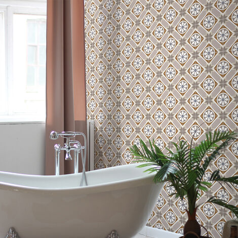 Sticker Mural Carrelage adhésif Cuisine Salle de Bain - 60 STICKERS CARREAUX DE CIMENT AZULEJOS GUIPUSCOA - 60stickers15x15cm (1/5)