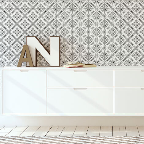Sticker Mural Carrelage adhésif Cuisine Salle de Bain - 60 STICKERS CARREAUX DE CIMENT AZULEJOS LUCA - 60stickers15x15cm (1/5)